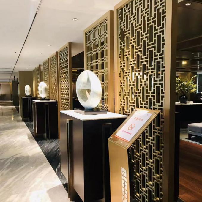 Thiết kế hiện đại kim loại rỗng hoa hồng vàng thép không gỉ phân vùng & phân vùng Pvd phủ phòng riêng 4