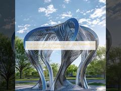 Bạc màu xám vàng sơn tĩnh điện điêu khắc bằng thép không gỉ 316L để trang trí ngoại thất