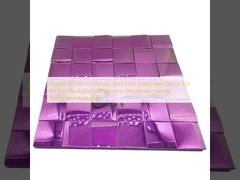 Purple 3D Mirror  Mosaic Tiles Stick Metal Wall Decor For Kitchen Backsplash/Bathroom Wholesale  Interior Decoration Materials