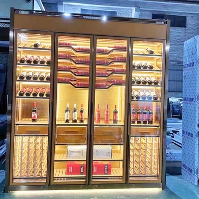 Tủ trưng bày rượu vang nhà hàng hiện đại màu vàng hồng TUV 350 * 190cm
