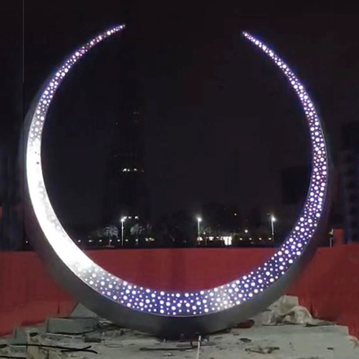Full Moon Hairline Stainless Steel Sculptures Outdoor Art Zr-Brass ASTM 316