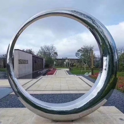 Full Moon Hairline Stainless Steel Sculptures Outdoor Art Zr-Brass ASTM 316