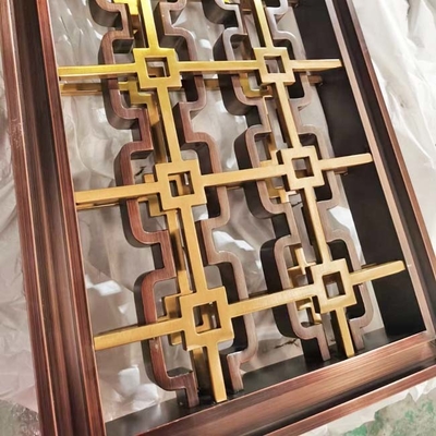 2.3m To 5.5m Decorative Metal Room Divider Screen Red Bronze Vintage ASTM
