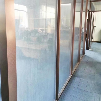 SUS201 Red Copper Hairline Stainless Steel Room Divider With Art Glass