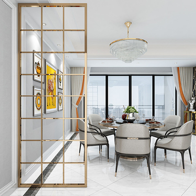 Rose Gold Satin Transparent Glass 304 Stainless Steel Room Dividers For Hotel