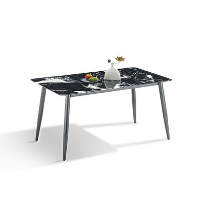 Giá tốt. Mặt bàn đá nung hiện đại màu xám, chân thép carbon, bàn ăn trực tuyến