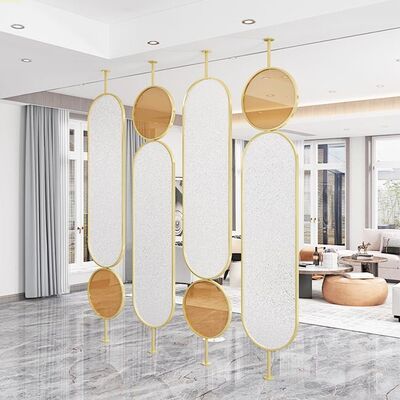 Giá tốt. 304 Tùy chỉnh màu tóc in Đẹp đánh ghép vàng sáng bóng xoay thép không gỉ kính phân vùng trực tuyến