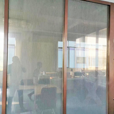 SUS201 Red Copper Hairline Stainless Steel Room Divider With Art Glass