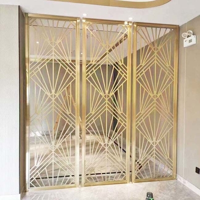Ti-Gold Hairline đánh ghép gương sang trọng 304 Stainless Steel Screen Partition Room Dividers