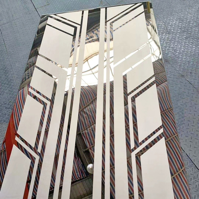 8K Mirror Etched 2B Finish Polished Silver Color Stainless Steel Sheet Cho trang trí thang máy