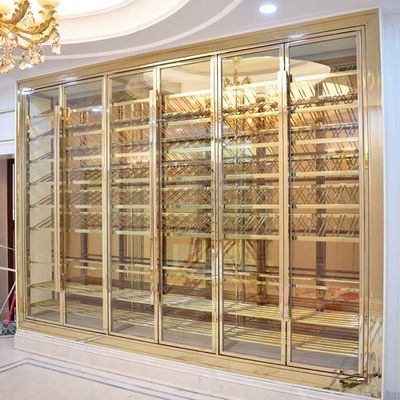 Giá tốt. Tủ rượu bằng thép không gỉ cổ bằng đồng tùy chỉnh 4 cửa được kiểm soát nhiệt độ trực tuyến