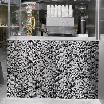 3D Wall Stickers Cho Nhà bếp Marble Mosaic Black Hexagon Cho Khách sạn Bar Coffee