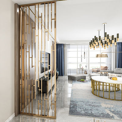 Giá tốt. Màu vàng Stainless Steel Screen Partition Round Shape Hairline With Art Glass Hòa trang phòng khách Phong cách thời trang trực tuyến