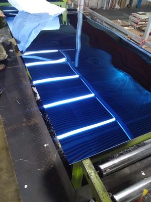 Giá tốt. 201 Blue Gold Water Ripple Color Mirror PVD phủ tấm thép không gỉ cho sàn trần trực tuyến