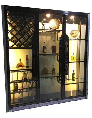 Giá tốt. Đồ nội thất phòng ăn sang trọng Modern Stainless Steel Glass Door With LED Display Rack Wine Cabinet trực tuyến