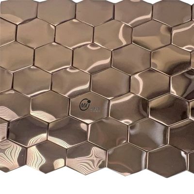 Kim loại hình lục giác vàng hồng 304 gạch bích mosaic thép không gỉ để nội thất khách sạn