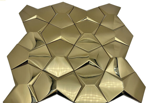 Giá tốt. 3D kim loại ba chiều thép không gỉ Mosaic Tile KTV Club Bar Entrance TV Background Bức tường cong trực tuyến