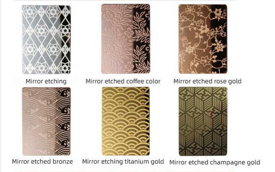 Giá tốt. Antique 304 Gold Etching Super Mirror Color Stainless Steel Sheet Cho Bàn tường trực tuyến