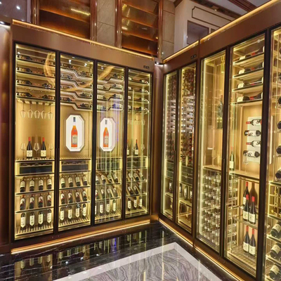 Luxury Constant Temperature Display Cabinet Partition Stainless Steel Metal Wine Cabinet With Glass Door for Club (Trò trưng bày nhiệt độ liên tục sang trọng)