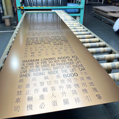 8k vàng khắc Pvd phủ tấm thép không gỉ với chống vân tay cho thang máy khách sạn năm sao