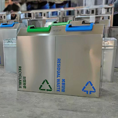 Silver Hairline Customized Stainless Steel Trash Bin for Indoor Airport