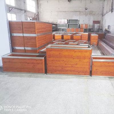 Giá tốt. Đồ nội thất đường phố vườn màu vân gỗ Chậu kim loại hình chữ nhật lớn Bên ngoài Hộp trồng cây bằng nhôm Chậu hoa bằng thép không gỉ trực tuyến