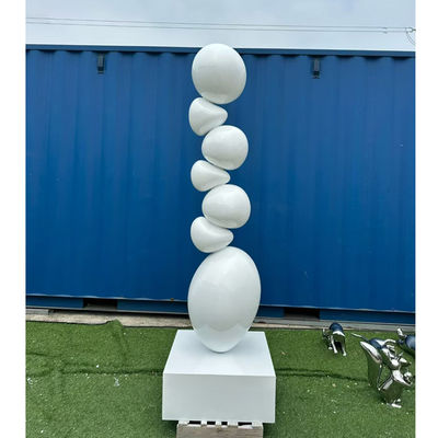 Round Stone Shape White Mirror Polished Art Design Metal  Stainless Steel Sculpture