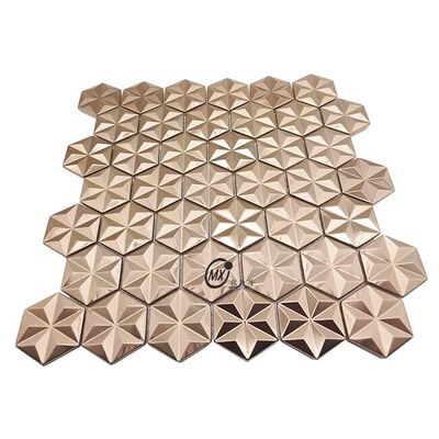 Trung Đông bề mặt đánh chải màu xanh lá cây trang trí phổ biến màu vàng và bạc màu nhôm kim loại mosaic tile