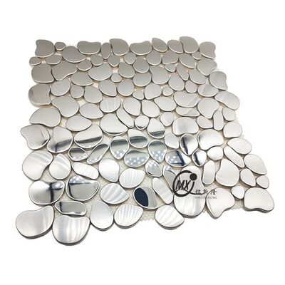 Lớp mosaic kim loại gương bạc hình sỏi - Đối với phòng khách / phòng tắm / phòng ăn / khách sạn
