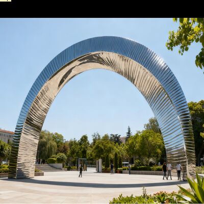 Arc Silver 316L Bright Mirror Stainless Steel Sculpture Park For Architecture Center Dự án