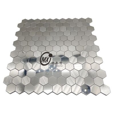 Giá tốt. Sliver Hexagon đánh bóng Stainless Steel Mosaic Quad Tile Kiểm tra chống nước chống dầu cho trang trí tường phòng tắm trực tuyến